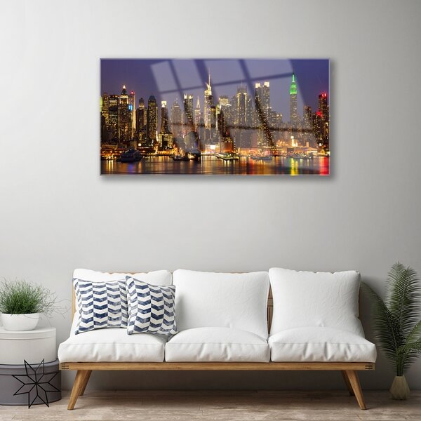 Quadro di vetro Case di città 100x50 cm 2 appendini