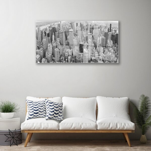 Quadro in vetro Case di città 100x50 cm 2 appendini