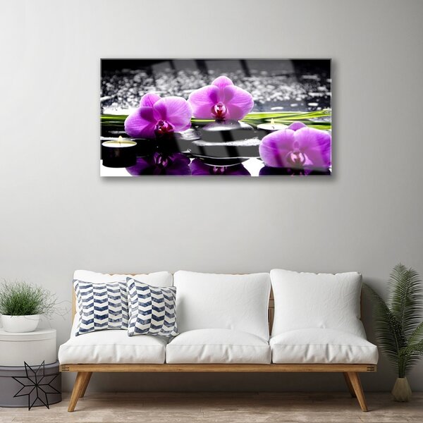 Quadro vetro Pianta di orchidea da fiore 100x50 cm 2 appendini