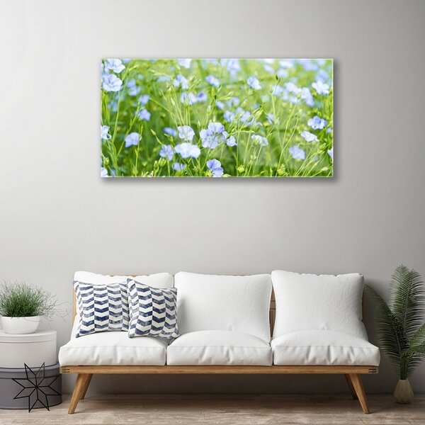 Quadro vetro Fiori Erba Pianta Natura 100x50 cm 2 appendini