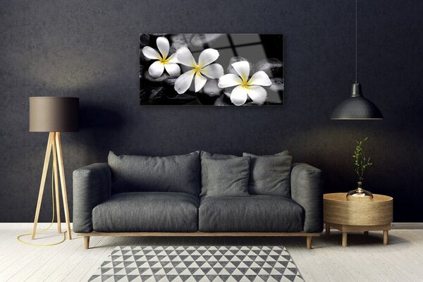 Quadro vetro Pianta di fiori di plumeria 100x50 cm 2 appendini