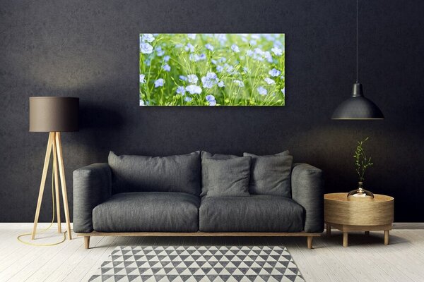 Quadro vetro Fiori Erba Pianta Natura 100x50 cm 2 appendini