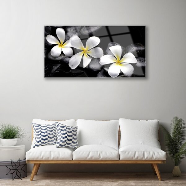 Quadro vetro Pianta di fiori di plumeria 100x50 cm 2 appendini