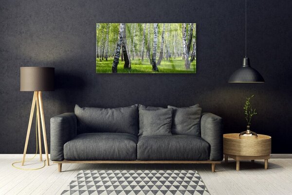 Quadro di vetro Foresta Alberi Natura 100x50 cm 2 appendini