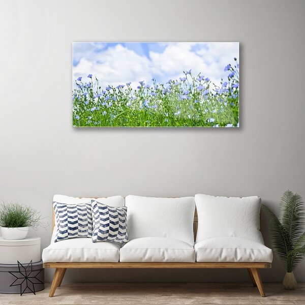 Quadro di vetro Fiori Pianta naturale 100x50 cm 2 appendini