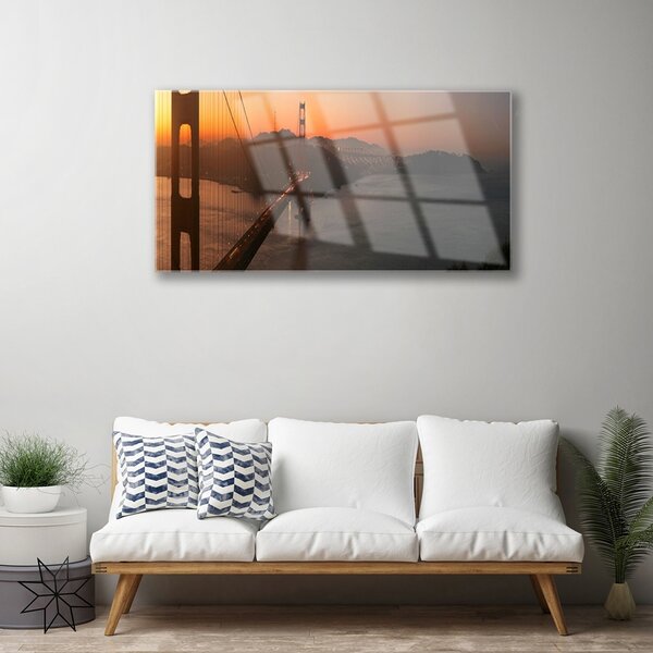 Quadro in vetro Architettura a ponte 100x50 cm 2 appendini
