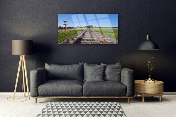 Quadro su vetro Architettura dei binari 100x50 cm 2 appendini