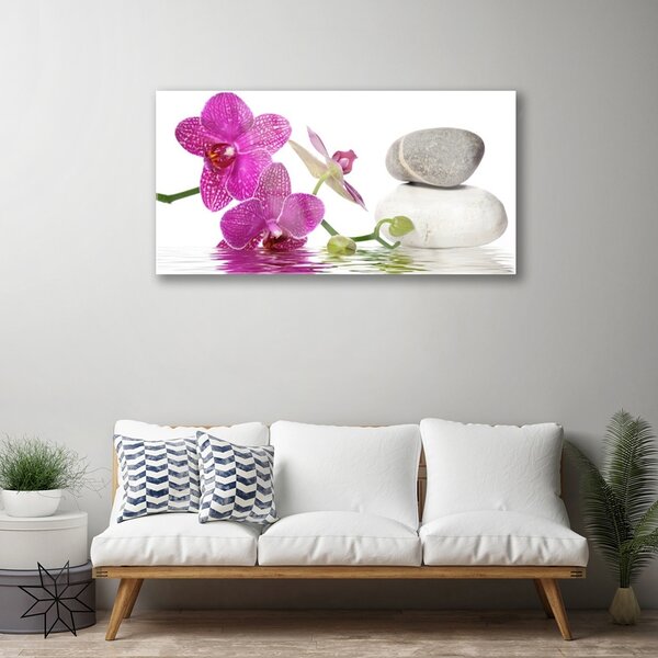 Quadro in vetro Fiore Arte Bianca 100x50 cm 2 appendini
