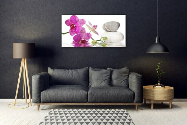 Quadro in vetro Fiore Arte Bianca 100x50 cm 2 appendini
