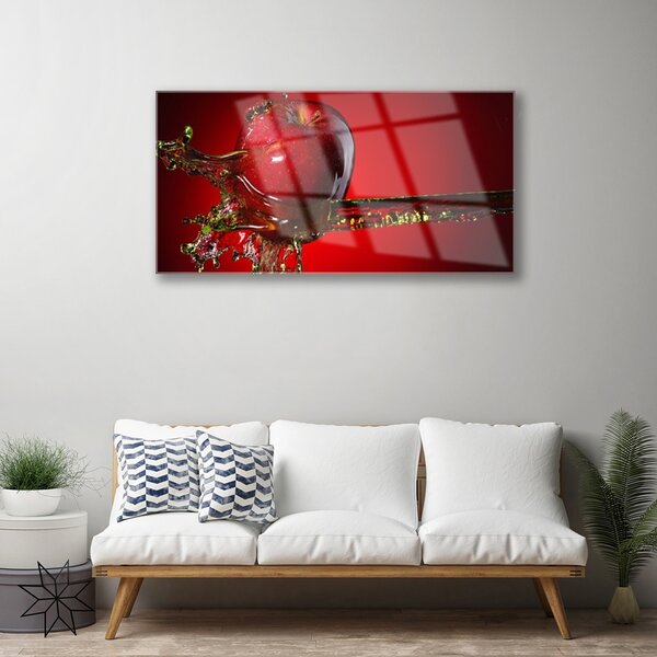 Quadro vetro Cucina acqua e mele 100x50 cm 2 appendini