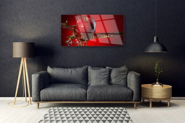 Quadro vetro Cucina acqua e mele 100x50 cm 2 appendini