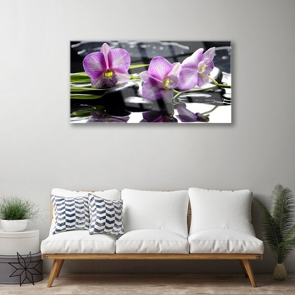 Quadro in vetro Pianta di orchidea da fiore 100x50 cm 2 appendini