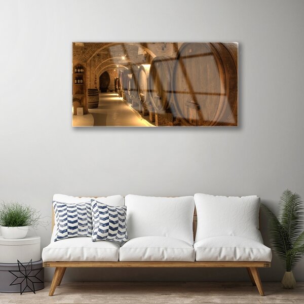 Quadro in vetro Arte dei barili 100x50 cm 2 appendini