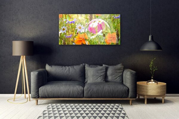 Quadro in vetro Fiori Pianta naturale 100x50 cm 2 appendini