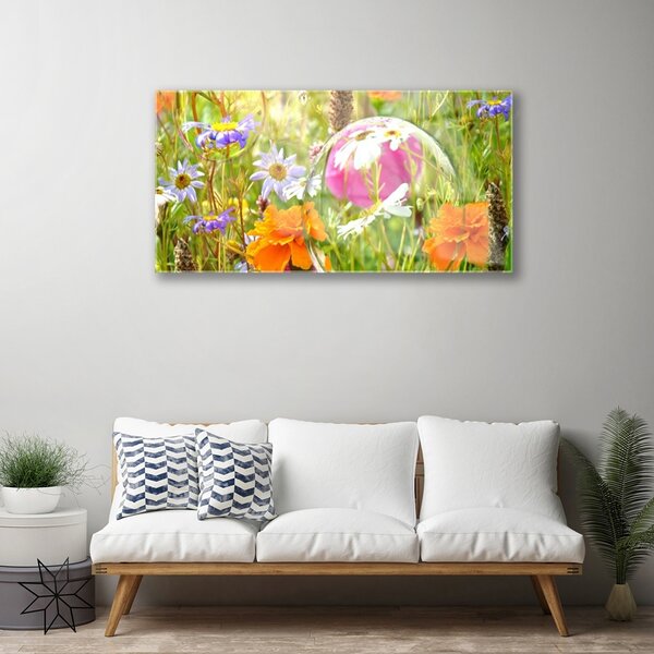 Quadro in vetro Fiori Pianta naturale 100x50 cm 2 appendini