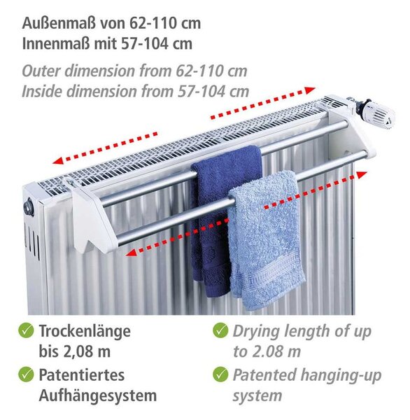 Stendino da appendere argentato 2 m Twin Extendable – Wenko