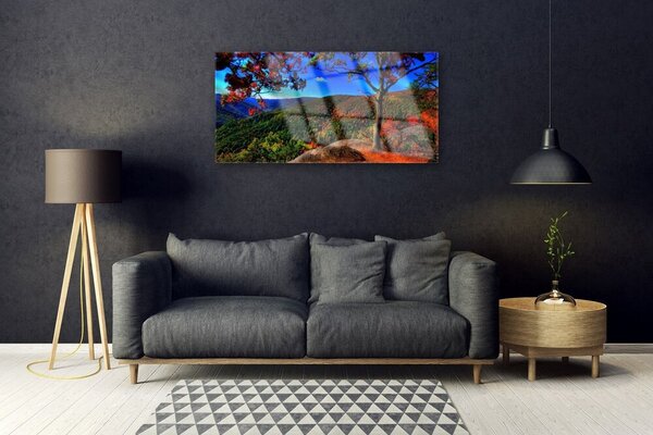 Quadro su vetro Montagna Foresta Natura 100x50 cm 2 appendini