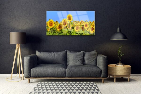 Quadro su vetro Pianta di girasole 100x50 cm 2 appendini