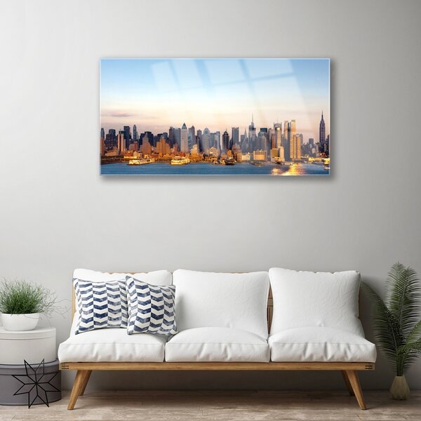 Quadro in vetro Case di città 100x50 cm 2 appendini