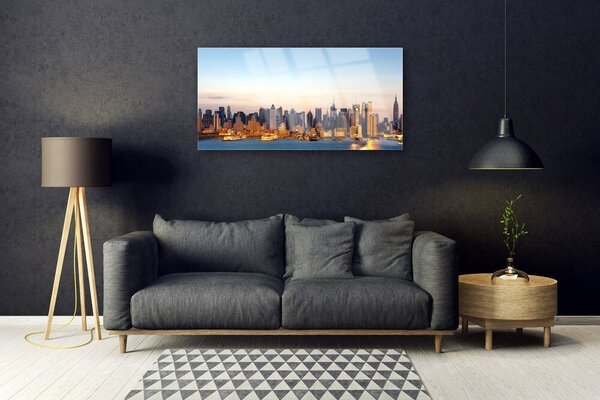 Quadro in vetro Case di città 100x50 cm 2 appendini