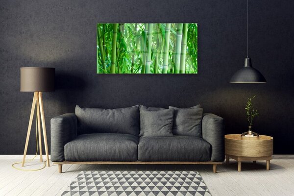 Quadro in vetro Pianta a stelo di bambù 100x50 cm 2 appendini