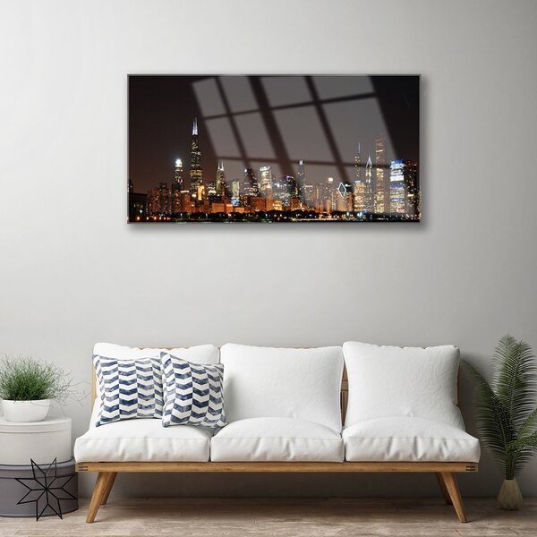 Quadro su vetro Case di città 100x50 cm 2 appendini