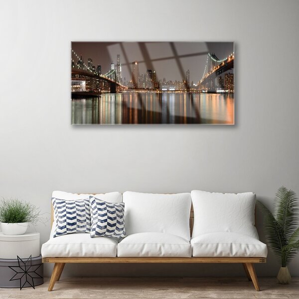 Quadro in vetro Architettura dei ponti cittadini 100x50 cm 2 appendini