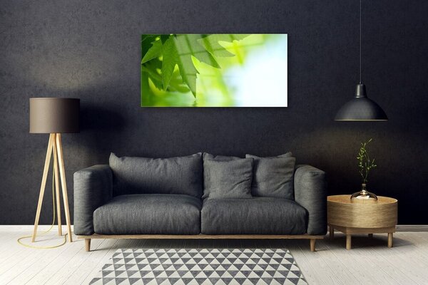 Quadro di vetro Foglia Natura Pianta 100x50 cm 2 appendini
