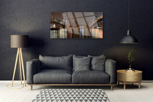 Quadro in vetro Architettura dei ponti cittadini 100x50 cm 2 appendini