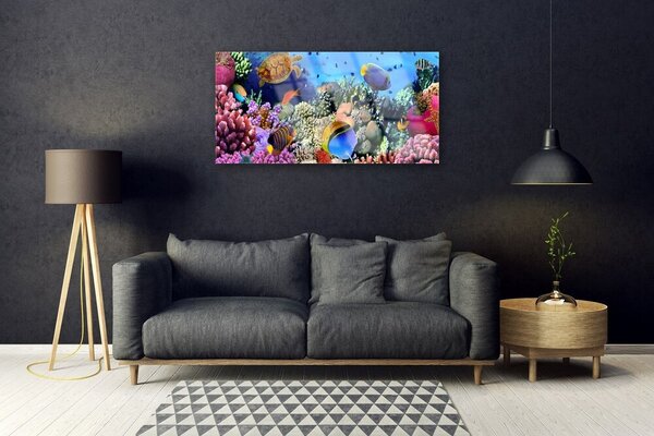 Quadro in vetro Natura della barriera corallina 100x50 cm 2 appendini