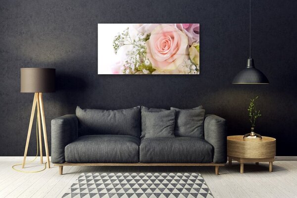 Quadro in vetro Rose Fiori Pianta 100x50 cm 2 appendini