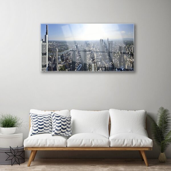 Quadro su vetro Case di città 100x50 cm 2 appendini