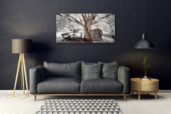 Quadro su vetro Albero della natura 100x50 cm 2 appendini
