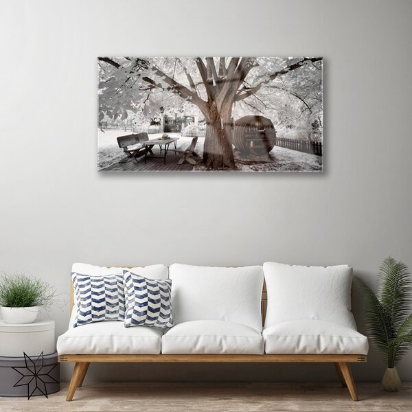 Quadro su vetro Albero della natura 100x50 cm 2 appendini