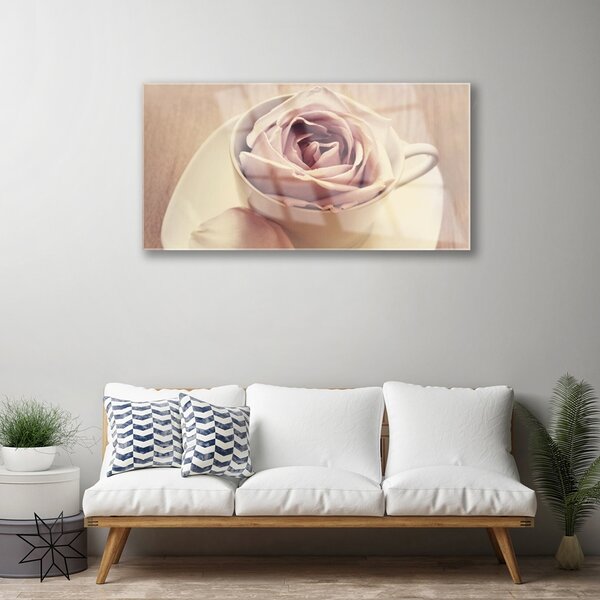 Obraz na Szkle Kubek Róża Sztuka 100x50 cm 2 appendini