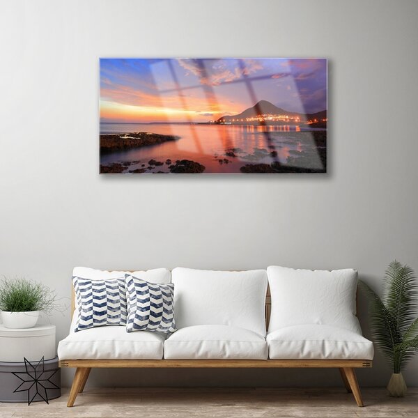Quadro in vetro Pietre Paesaggio marino 100x50 cm 2 appendini