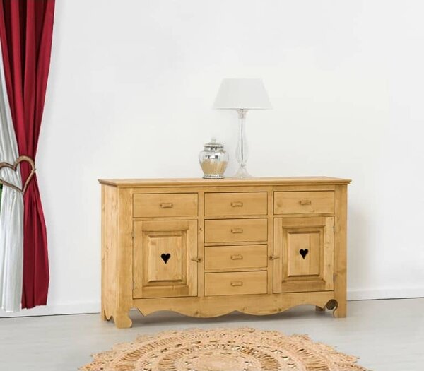 Base credenza 2 ante con cuore e 6 cassetti - LM-C10