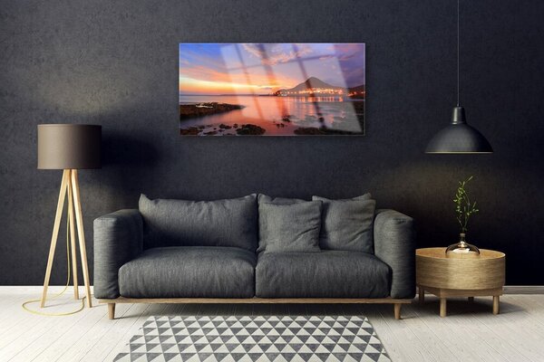 Quadro in vetro Pietre Paesaggio marino 100x50 cm 2 appendini
