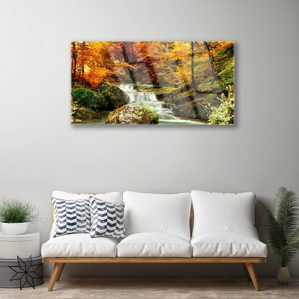 Quadro vetro Cascata Foresta Natura 100x50 cm 2 appendini