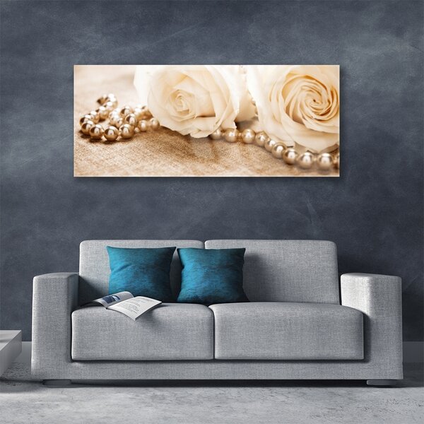 Quadro di vetro Rose Fiori Pianta 100x50 cm 2 appendini