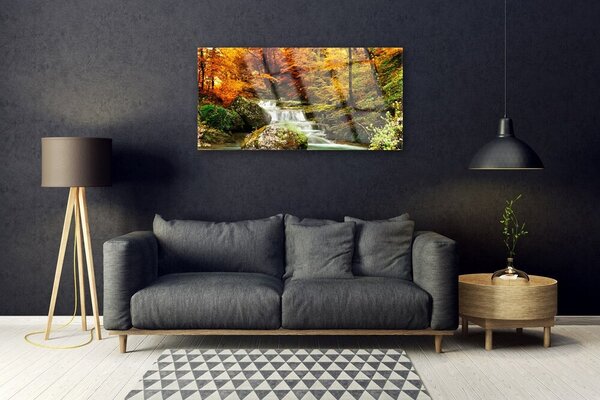 Quadro vetro Cascata Foresta Natura 100x50 cm 2 appendini