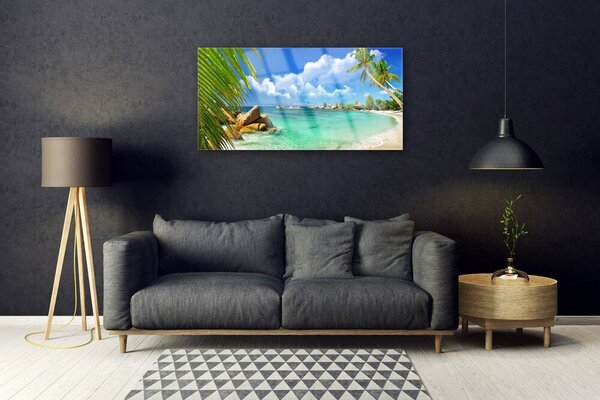 Quadro su vetro Paesaggio marino 100x50 cm 2 appendini