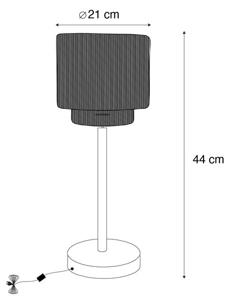 Lampada da tavolo Japandi nera con corda marrone - Smilla