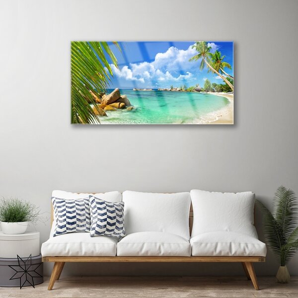 Quadro su vetro Paesaggio marino 100x50 cm 2 appendini
