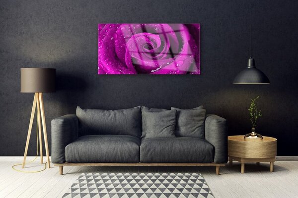 Quadro in vetro Fiore di rosa pianta naturale 100x50 cm 2 appendini