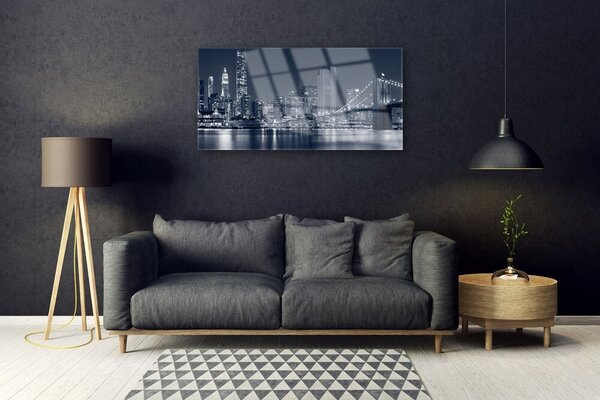 Quadro in vetro Architettura del ponte della città 100x50 cm 2 appendini
