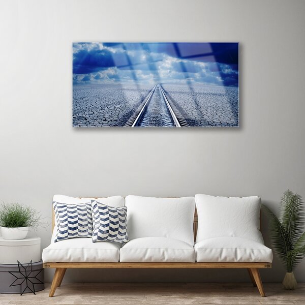 Quadro su vetro Architettura dei binari 100x50 cm 2 appendini