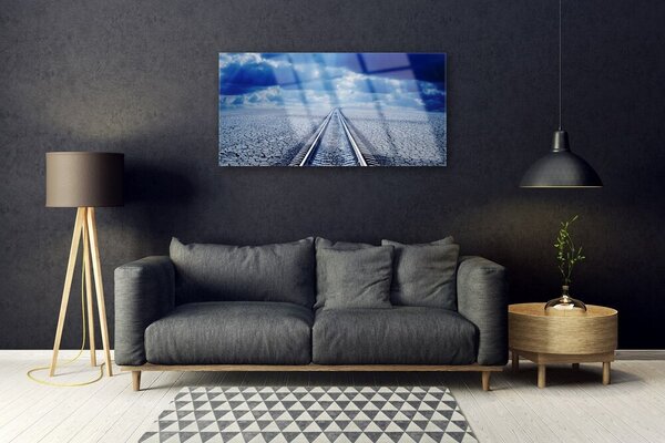 Quadro su vetro Architettura dei binari 100x50 cm 2 appendini