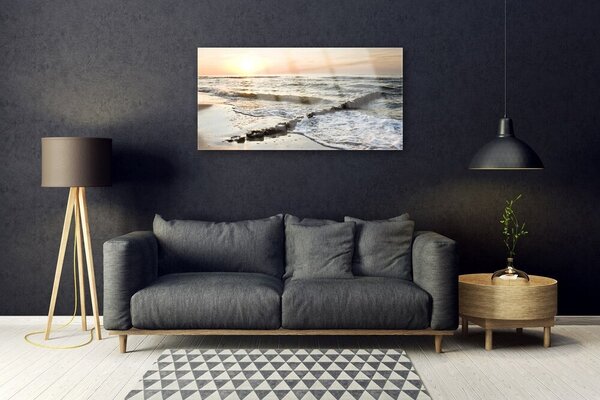 Quadro di vetro Paesaggio marino 100x50 cm 2 appendini