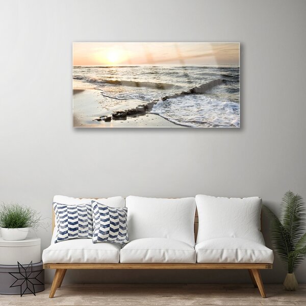 Quadro di vetro Paesaggio marino 100x50 cm 2 appendini